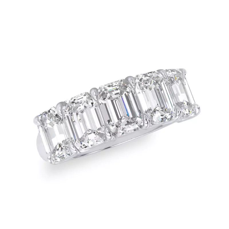 Platinum Emerald Cut Lab Diamond 5 Stone Ring (3.50 ct. tw.)