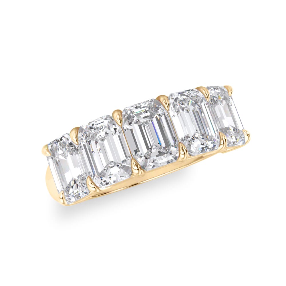 18K Yellow Gold Emerald Cut Diamond 5 Stone Ring (3.50 ct. tw.)