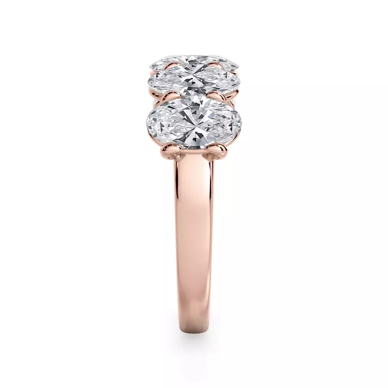 14K Rose Gold Oval Cut Lab Diamond 5 Stone Ring (3.00 ct. tw.)