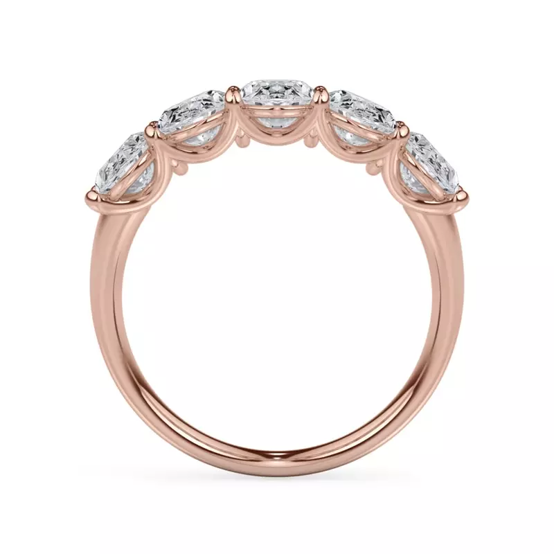 14K Rose Gold Oval Cut Lab Diamond 5 Stone Ring (3.00 ct. tw.)
