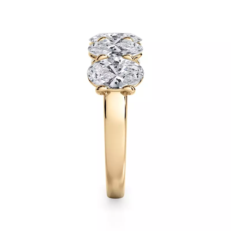 18K Yellow Gold Oval Cut Lab Diamond 5 Stone Ring (3.00 ct. tw.)