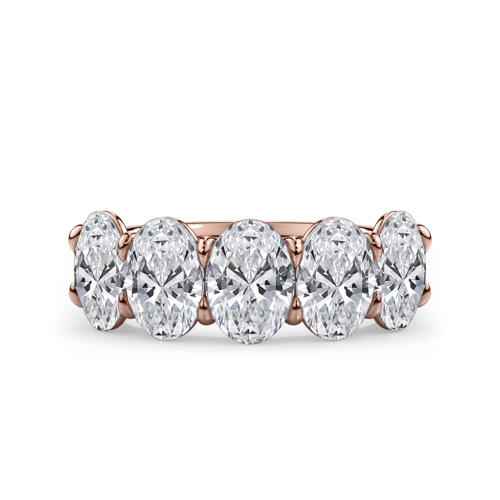 18K Rose Gold Oval Cut Diamond 5 Stone Ring (3.50 ct. tw.)