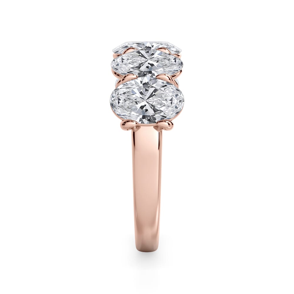 18K Rose Gold Oval Cut Diamond 5 Stone Ring (3.50 ct. tw.)