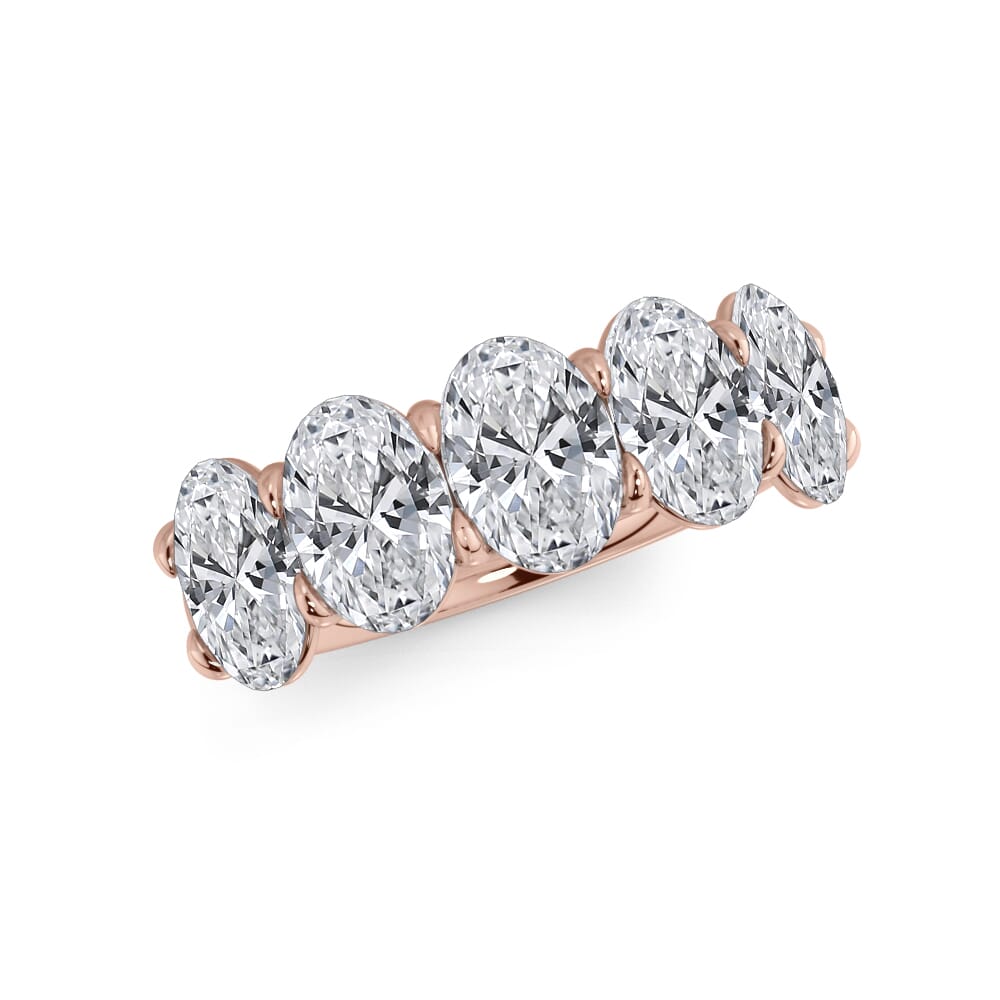 18K Rose Gold Oval Cut Diamond 5 Stone Ring (3.50 ct. tw.)