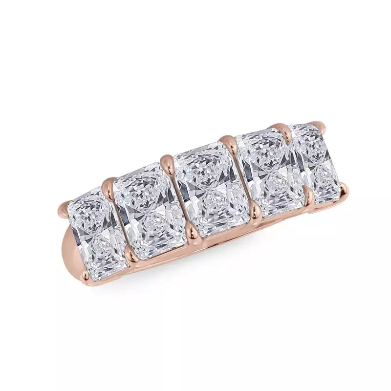 18K Rose Gold Radiant Cut Lab Diamond 5 Stone Ring (3.00 ct. tw.)