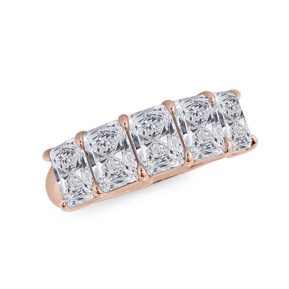 18K Rose Gold Radiant Cut Diamond 5 Stone Ring (3.00 ct. tw.)