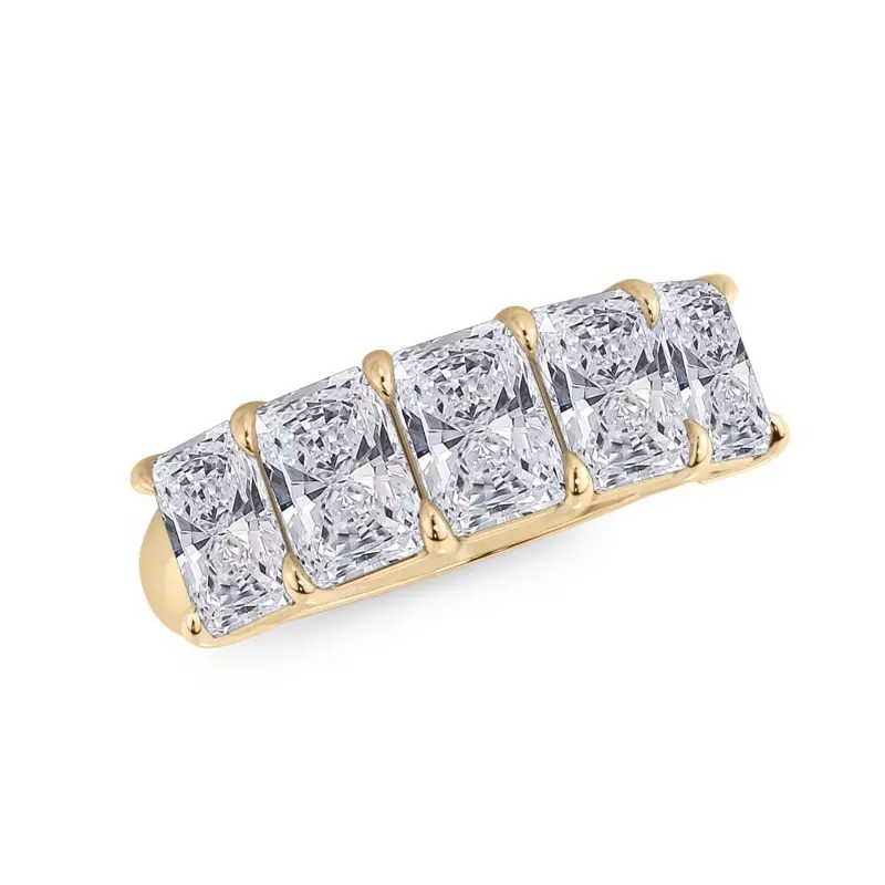 18K Yellow Gold Radiant Cut Diamond 5 Stone Ring (3.00 ct. tw.)