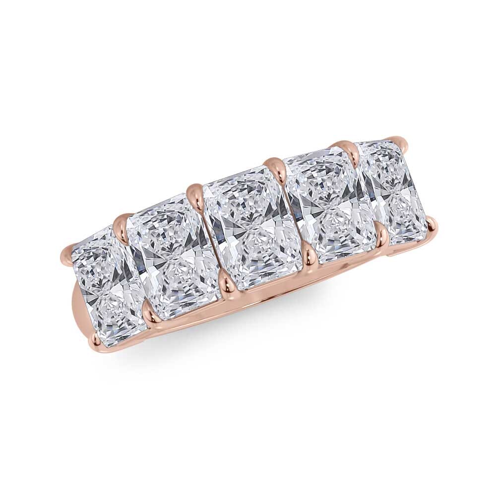 18K Rose Gold Radiant Cut Lab Diamond 5 Stone Ring (3.50 ct. tw.)