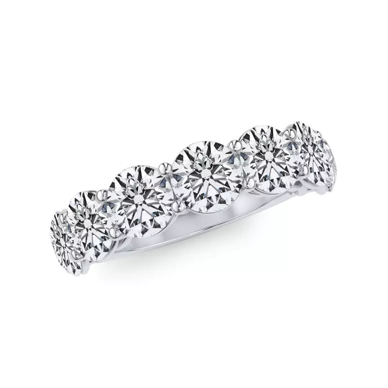 14K White Gold Classic Seven-Stone Round Lab Diamond Band (4.20ct. tw.)