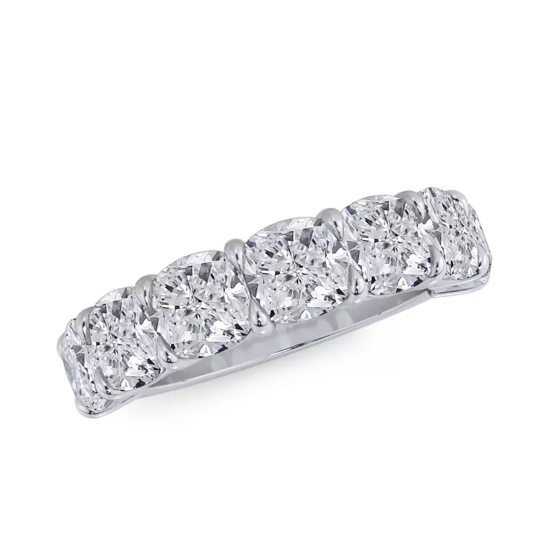 14K White Gold Cushion Cut Lab Diamond 7 Stone Ring (5.00 ct. tw.)