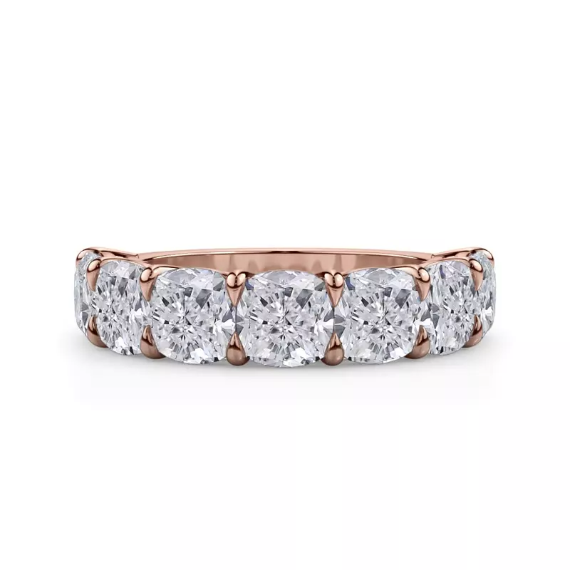 18K Rose Gold Cushion Cut Diamond 7 Stone Ring (5.00 ct. tw.)