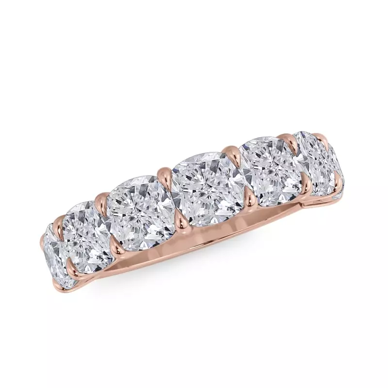 18K Rose Gold Cushion Cut Diamond 7 Stone Ring (5.00 ct. tw.)