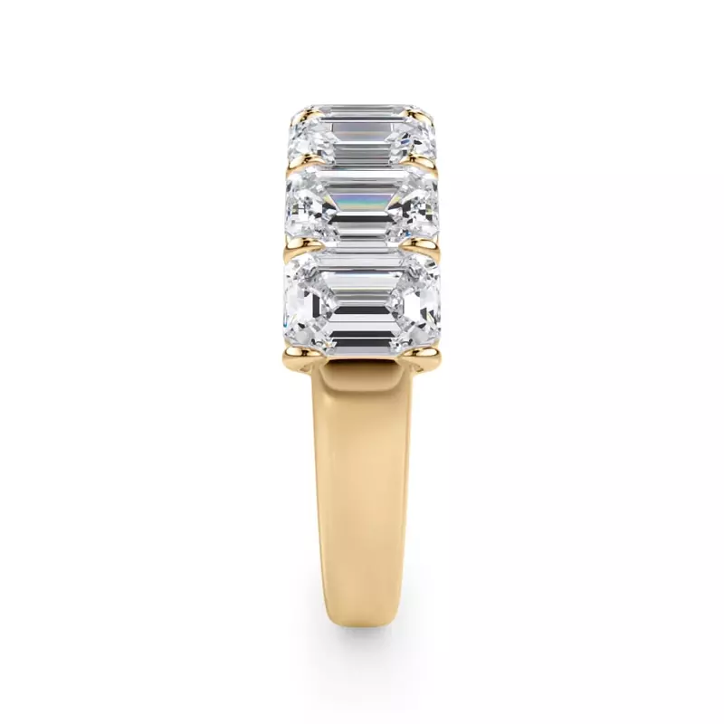 14K Yellow Gold Emerald Cut Lab Diamond 7 Stone Ring (4.20 ct. tw.)