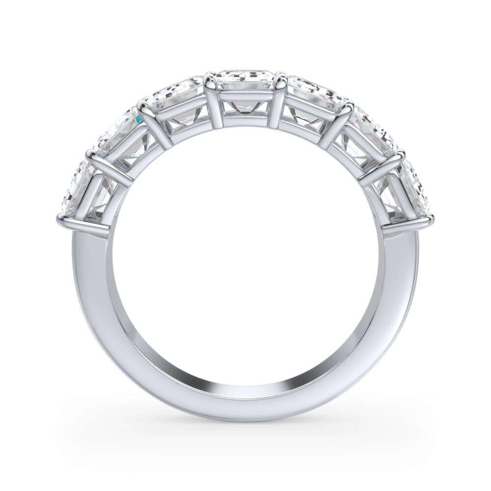 18K White Gold Emerald Cut Diamond 7 Stone Ring (4.20 ct. tw.)