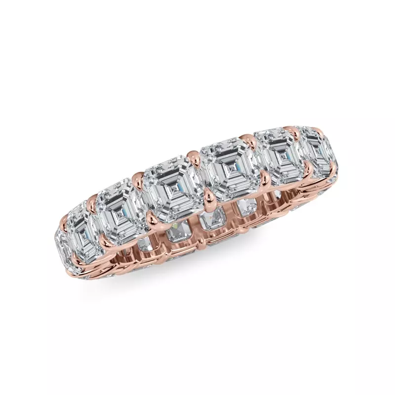 14K Rose Gold Asscher Cut Lab Diamond Eternity Ring (7.0 ct. tw.)