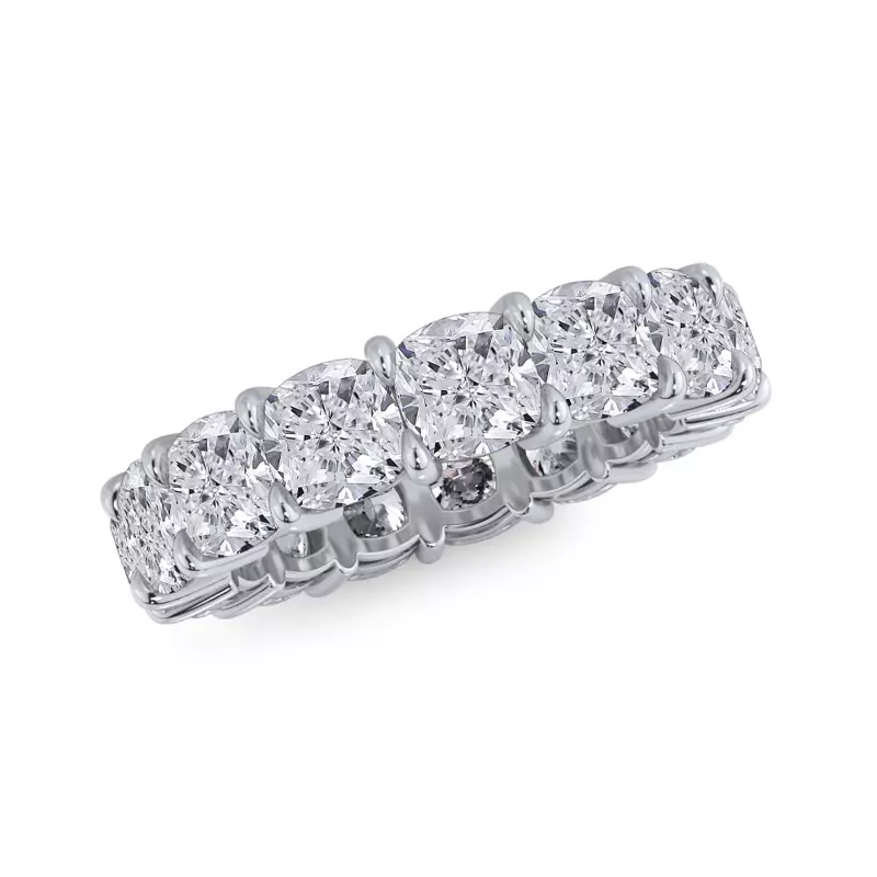 14K White Gold Cushion Cut Lab Diamond Eternity Ring (8.0 ct. tw.)