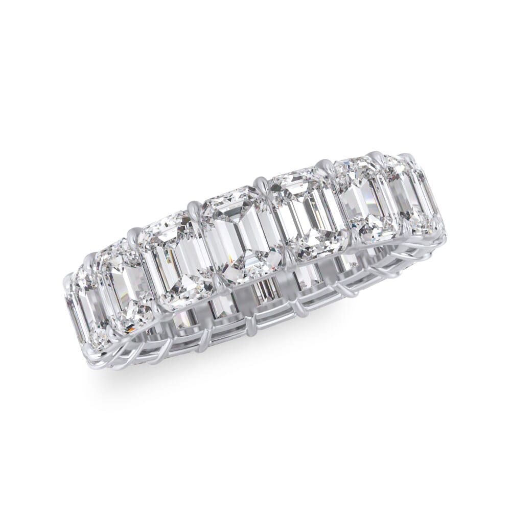 14K White Gold Emerald Cut Lab Diamond Eternity Ring (7.0 ct. tw.)