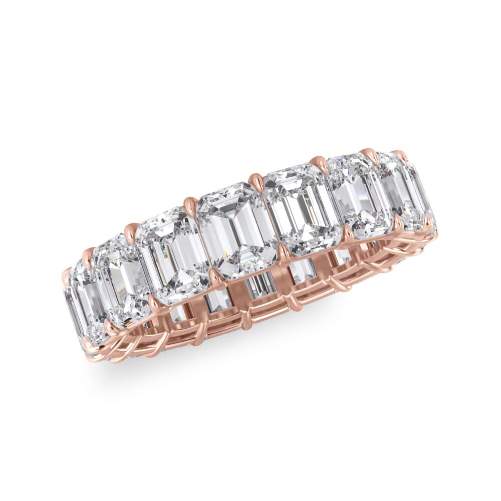 18K Rose Gold Emerald Cut Diamond Eternity Ring (7.0 ct. tw.)