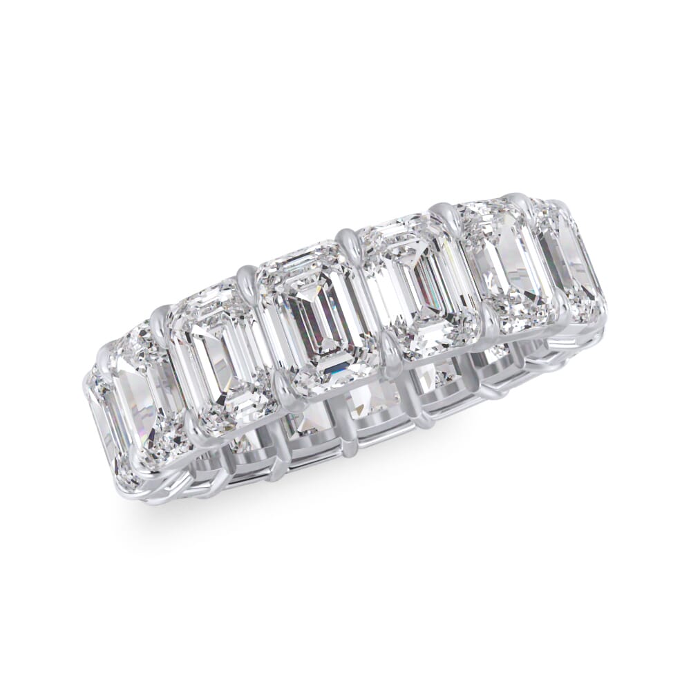 14K White Gold Emerald Cut Diamond Eternity Ring (8.0 ct. tw.)