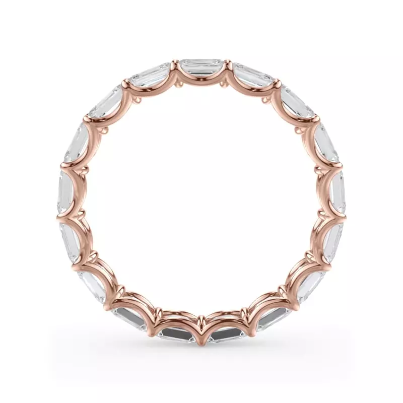 18K Rose Gold East-West Emerald-Cut Diamond U-Prong Eternity Ring (3.00ct. tw.)