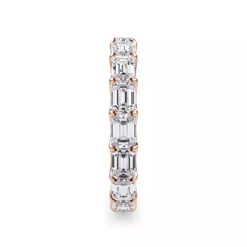 18K Rose Gold East-West Emerald-Cut Diamond U-Prong Eternity Ring (3.00ct. tw.)