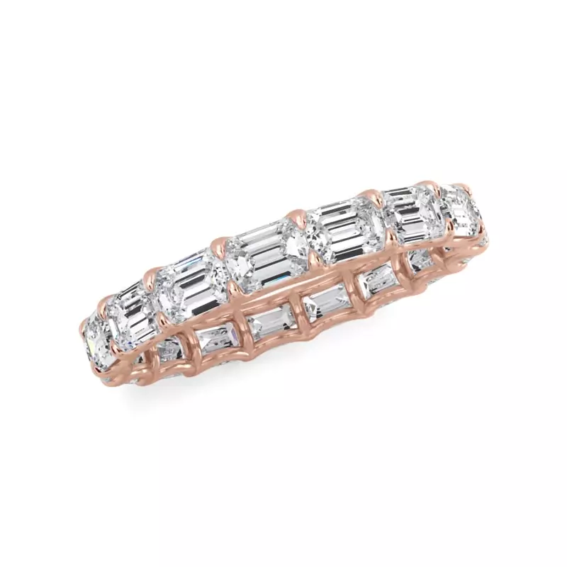 18K Rose Gold East-West Emerald-Cut Diamond U-Prong Eternity Ring (3.00ct. tw.)