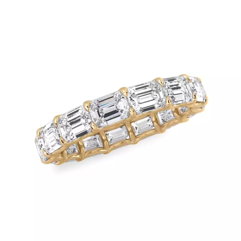 14K Yellow Gold East-West Emerald-Cut Lab Diamond U-Prong Eternity Ring (3.50ct. tw.)