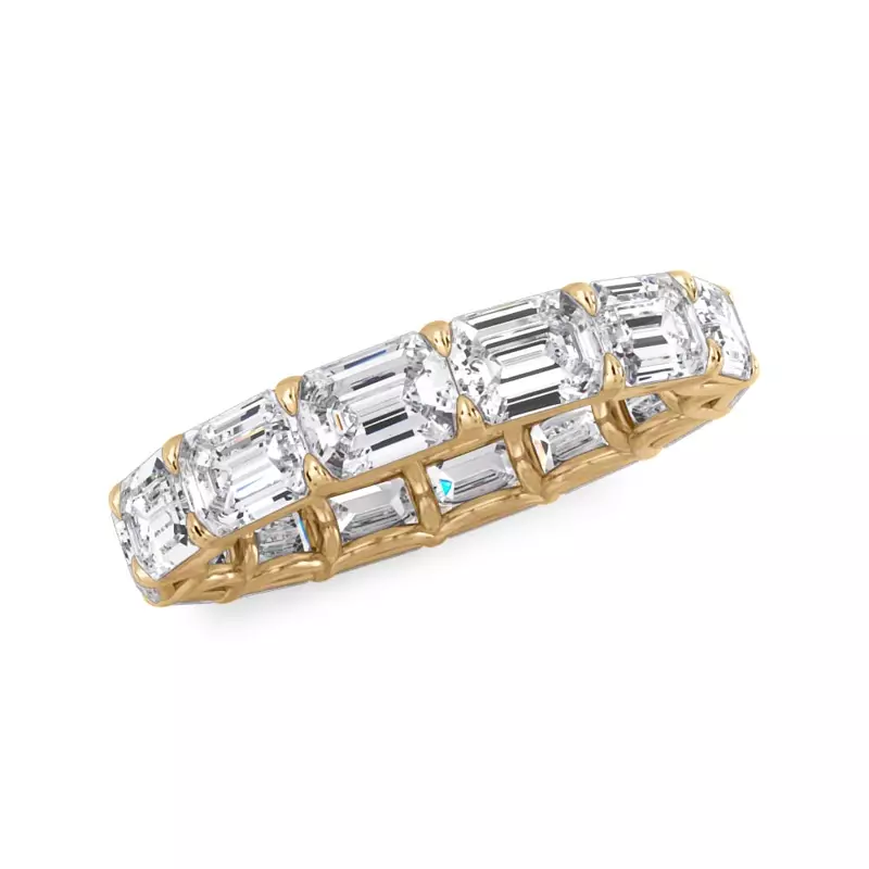 14K Yellow Gold East-West Emerald-Cut Lab Diamond U-Prong Eternity Ring (4.00ct. tw.)