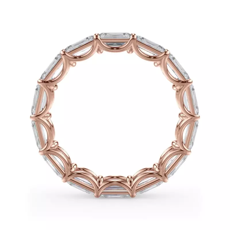 18K Rose Gold East-West Emerald-Cut Diamond U-Prong Eternity Ring (4.00ct. tw.)