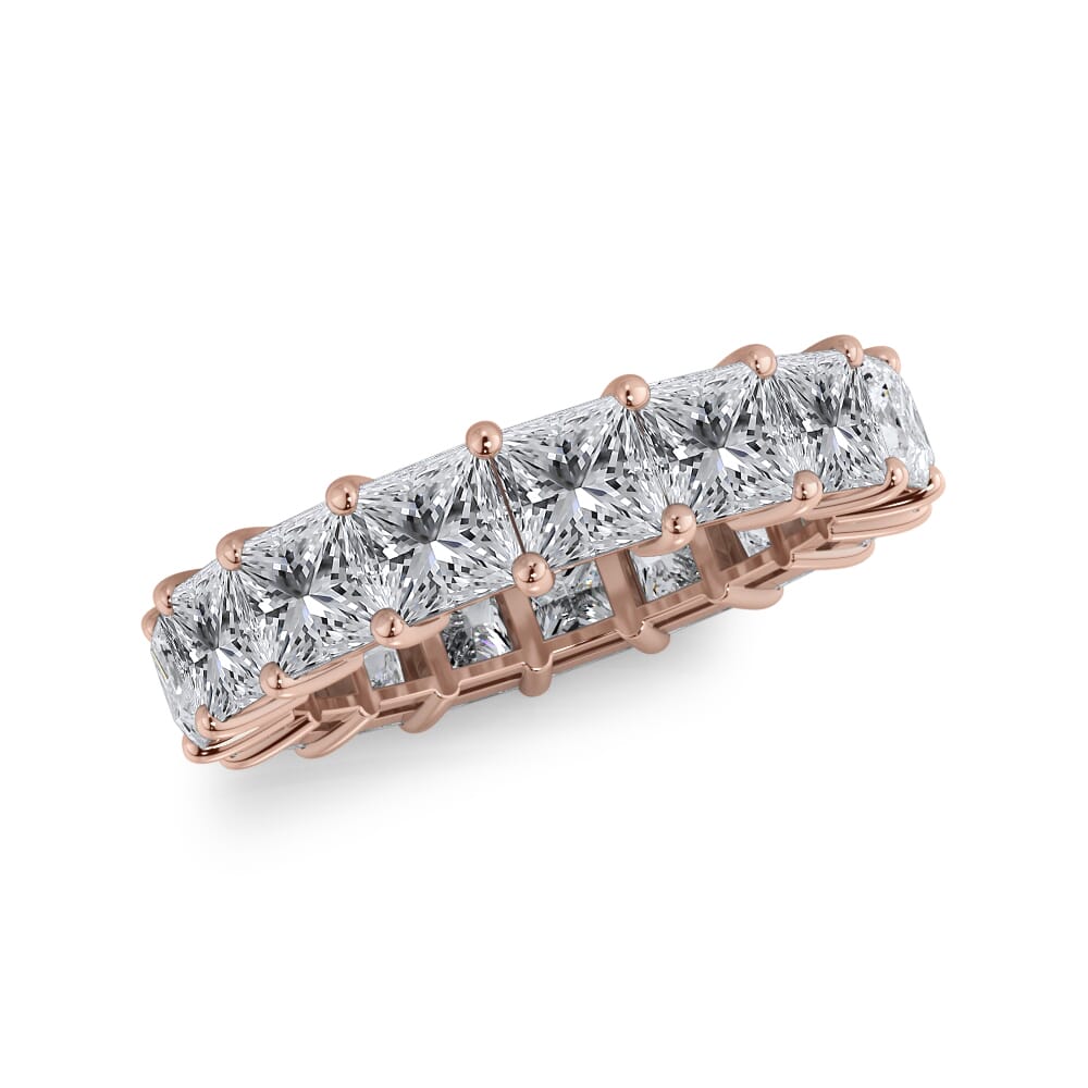 18K Rose Gold Princess Cut Lab Diamond Eternity Ring (5.0 ct. tw.)