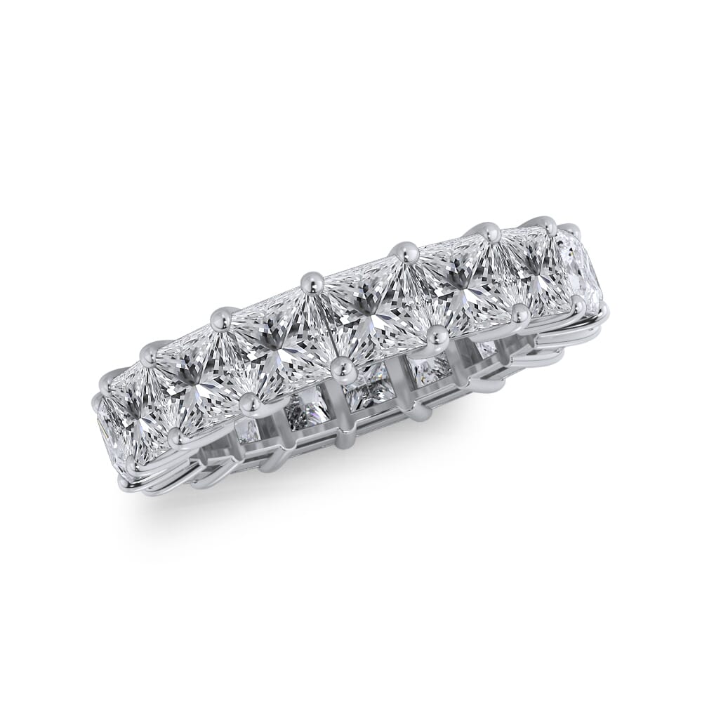 18K White Gold Princess Cut Lab Diamond Eternity Ring (5.0 ct. tw.)