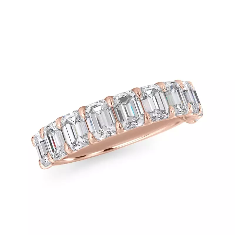 18K Rose Gold Emerald-Cut Lab Diamond Scalloped Band (2.40 ct. tw.)
