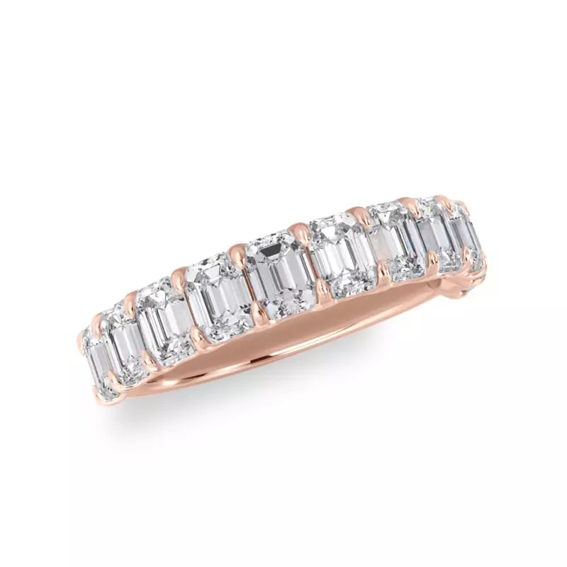 14K Rose Gold Emerald-Cut Diamond Scalloped Band (2.00 ct. tw.)