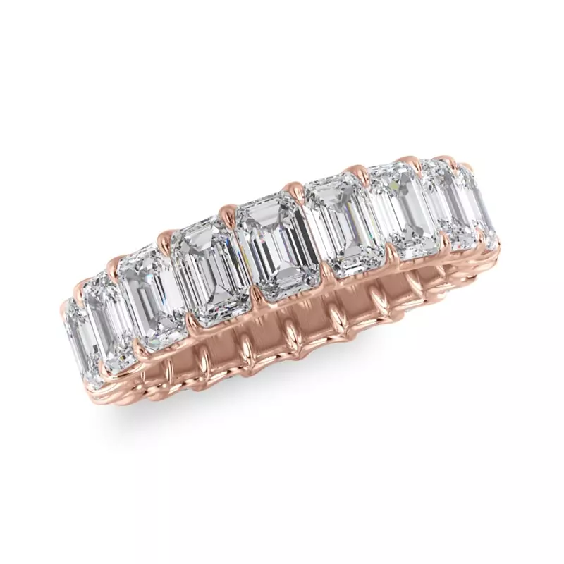 14K Rose Gold U-Prong Emerald-Cut Lab Diamond Eternity Band (4.00ct. tw.)