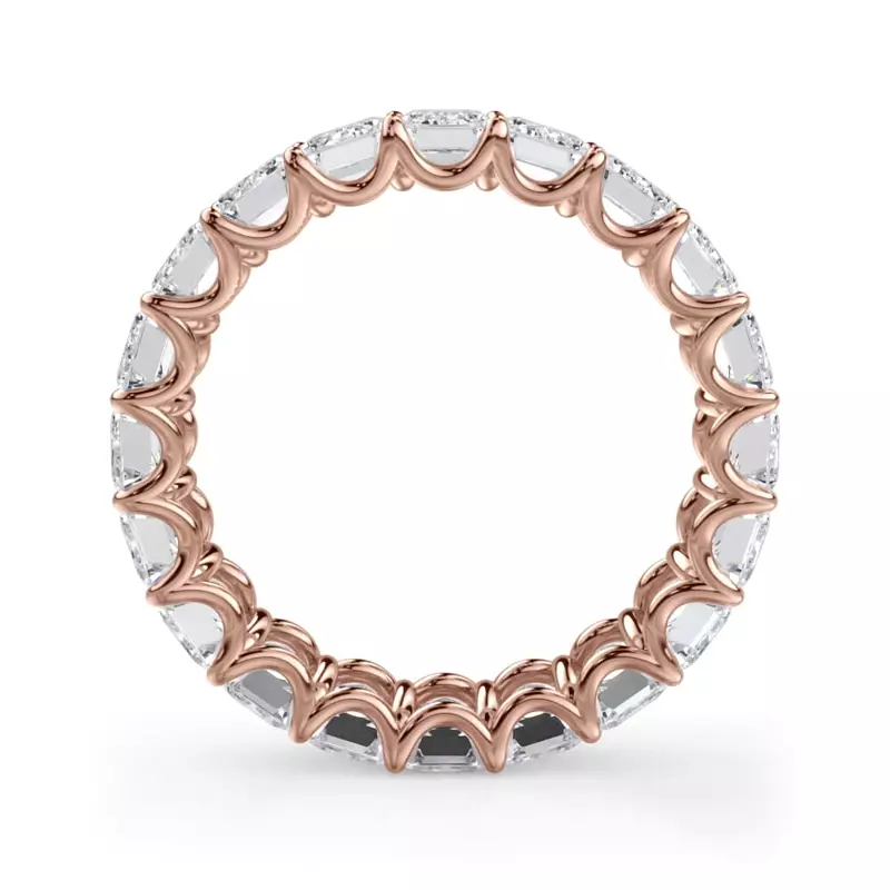 18K Rose Gold U-Prong Emerald-Cut Lab Diamond Eternity Band (5.00ct. tw.)