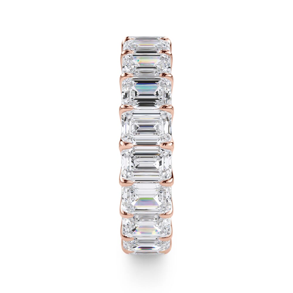 18K Rose Gold U-Prong Emerald-Cut Lab Diamond Eternity Band (5.00ct. tw.)