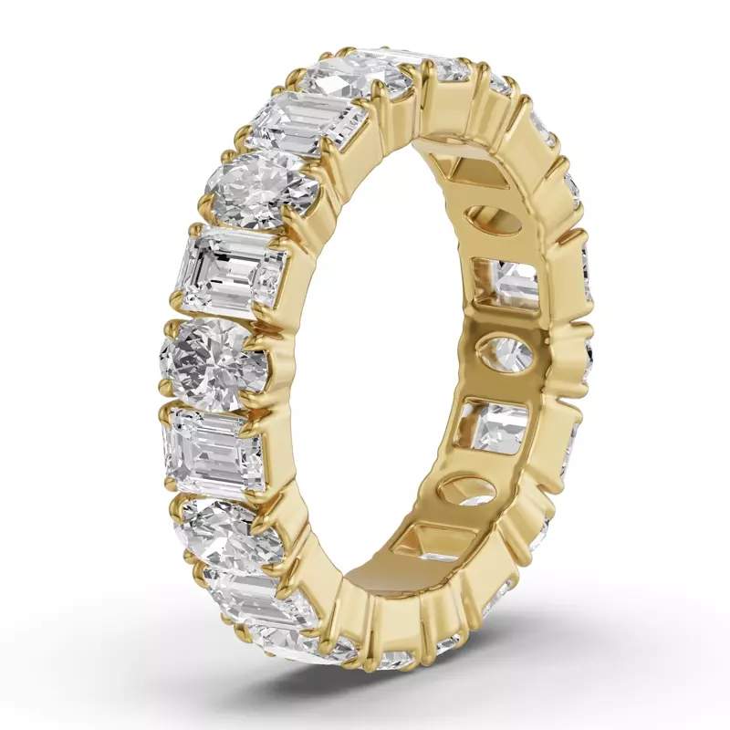 14K Yellow Gold Oval and Emerald-Cut Lab Diamond Eternity Band (4.5ct tw)