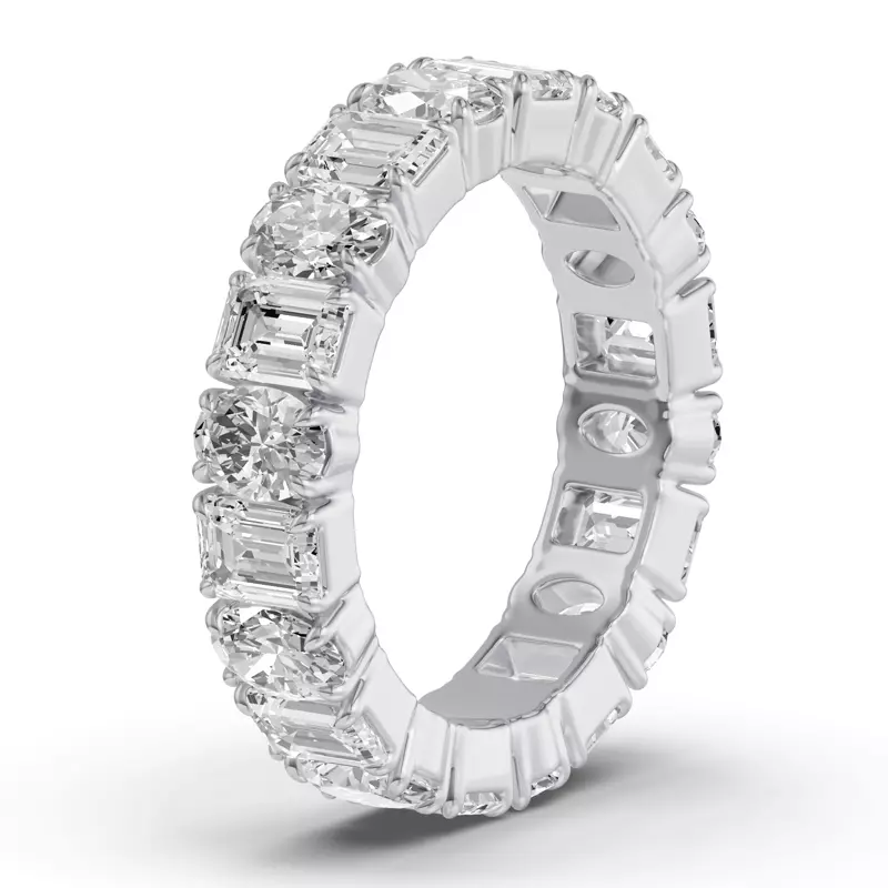 Platinum Oval and Emerald-Cut Lab Diamond Eternity Band (4.5ct tw)