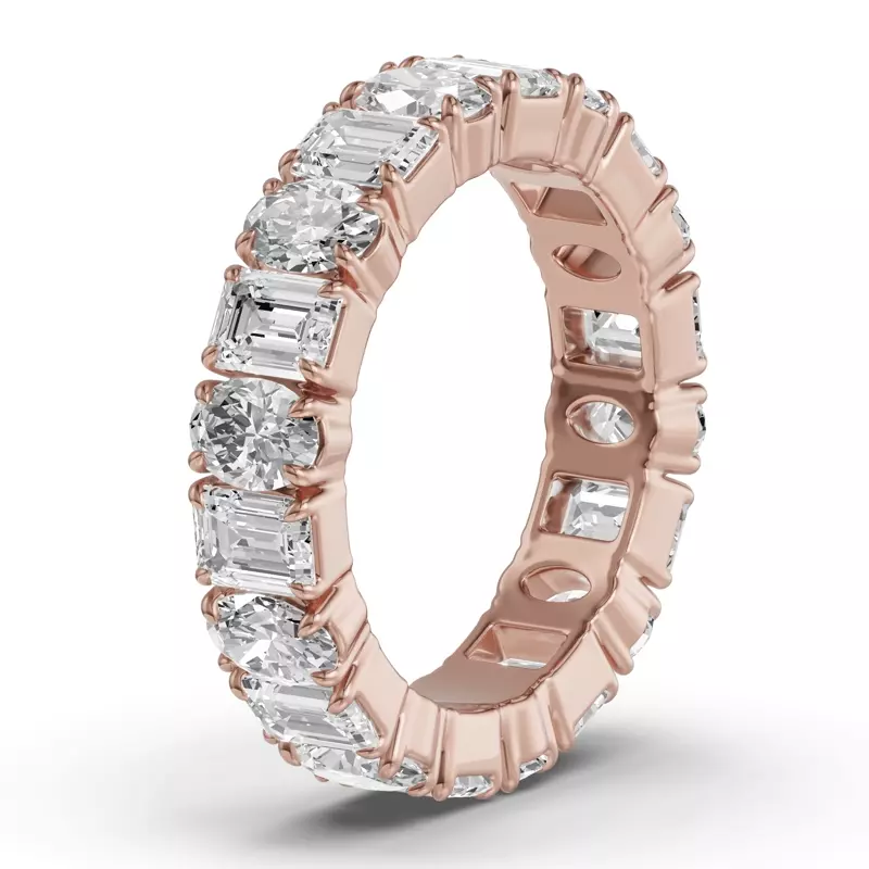 18K Rose Gold Oval and Emerald-Cut Diamond Eternity Band (4.5ct tw)