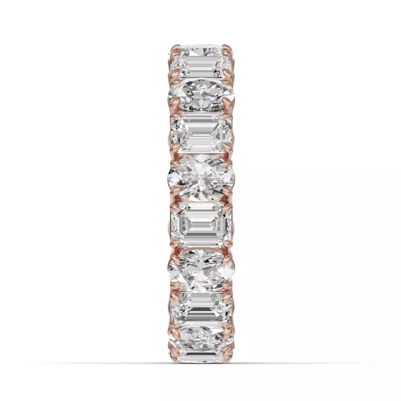 18K Rose Gold Oval and Emerald-Cut Diamond Eternity Band (4.5ct tw)