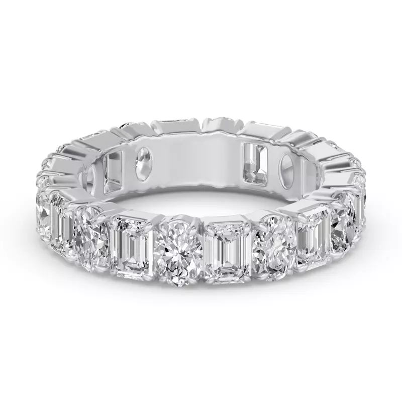 18K White Gold Oval and Emerald-Cut Diamond Eternity Band (4.5ct tw)