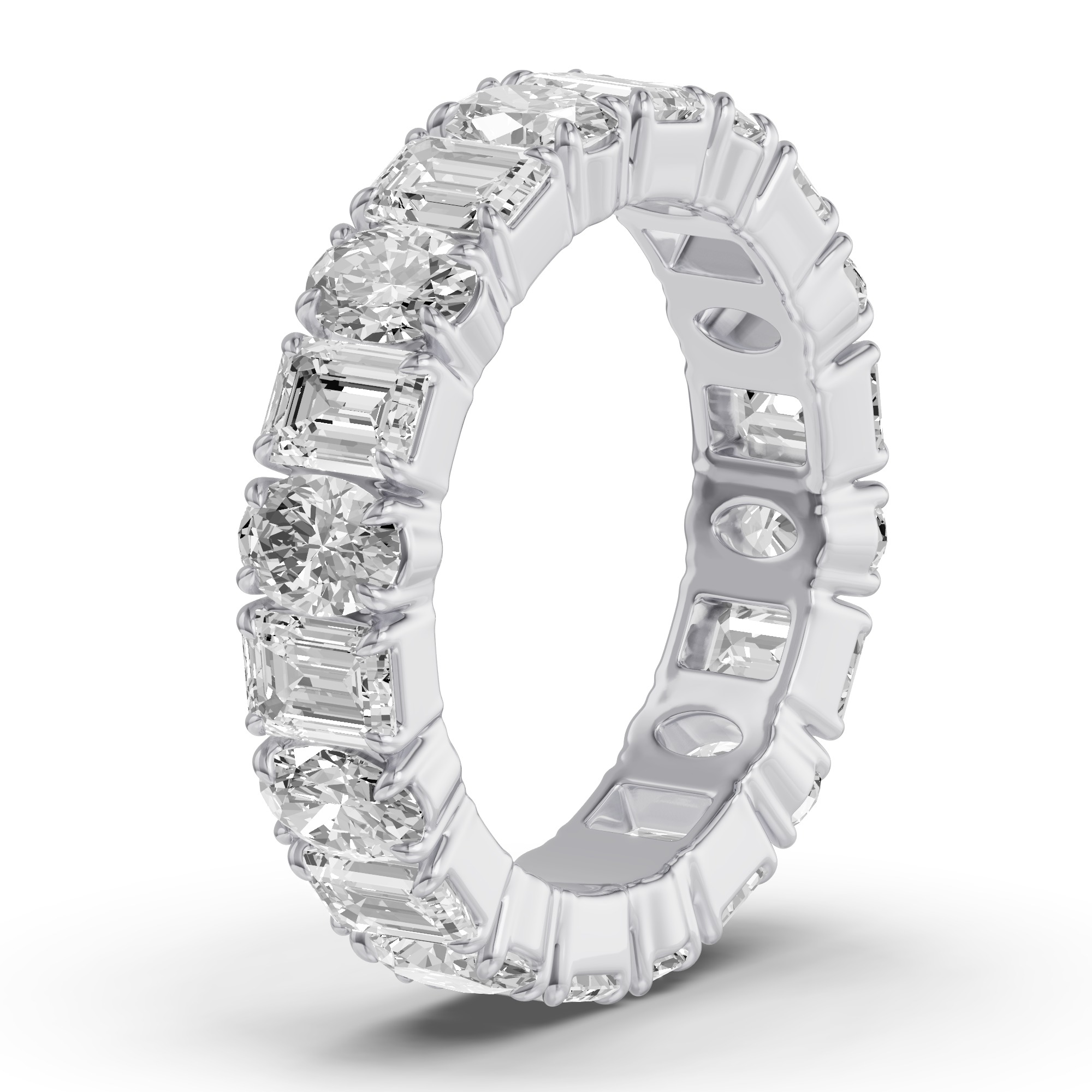 18K White Gold Oval and Emerald-Cut Diamond Eternity Band (4.5ct tw)