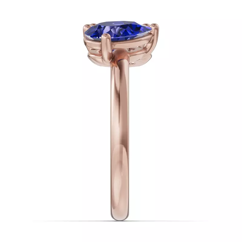 14K Rose Gold Toi Et Moi Oval Lab Diamond & Pear Sapphire Ring (2.00ct tw)