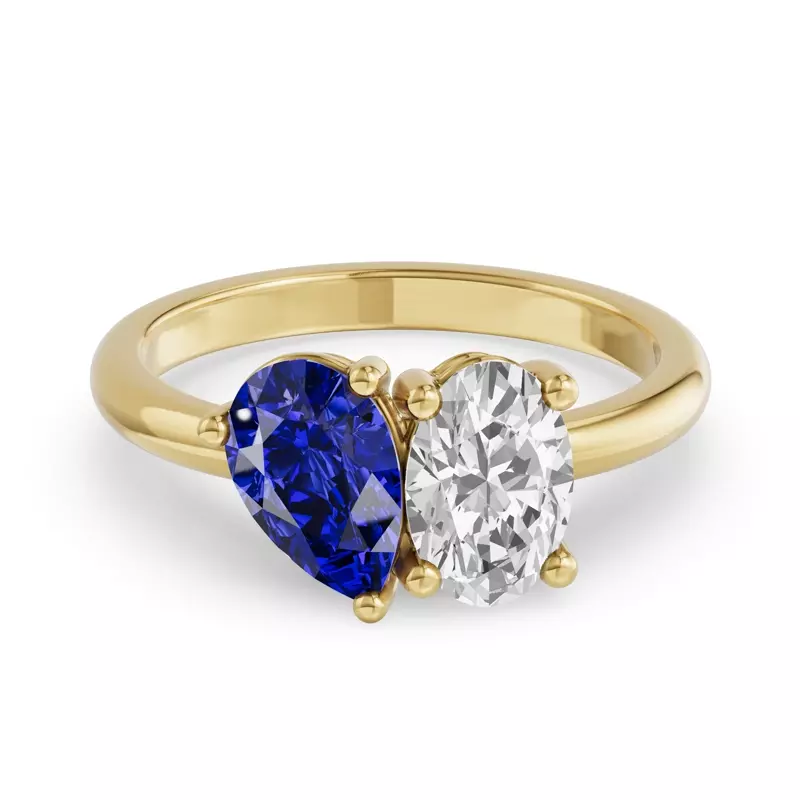 Toi Et Moi Oval Lab Diamond & Pear Sapphire Ring (2.00ct tw)