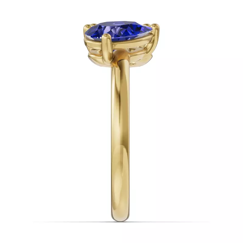 14K Yellow Gold Toi Et Moi Oval Lab Diamond & Pear Sapphire Ring (2.00ct tw)
