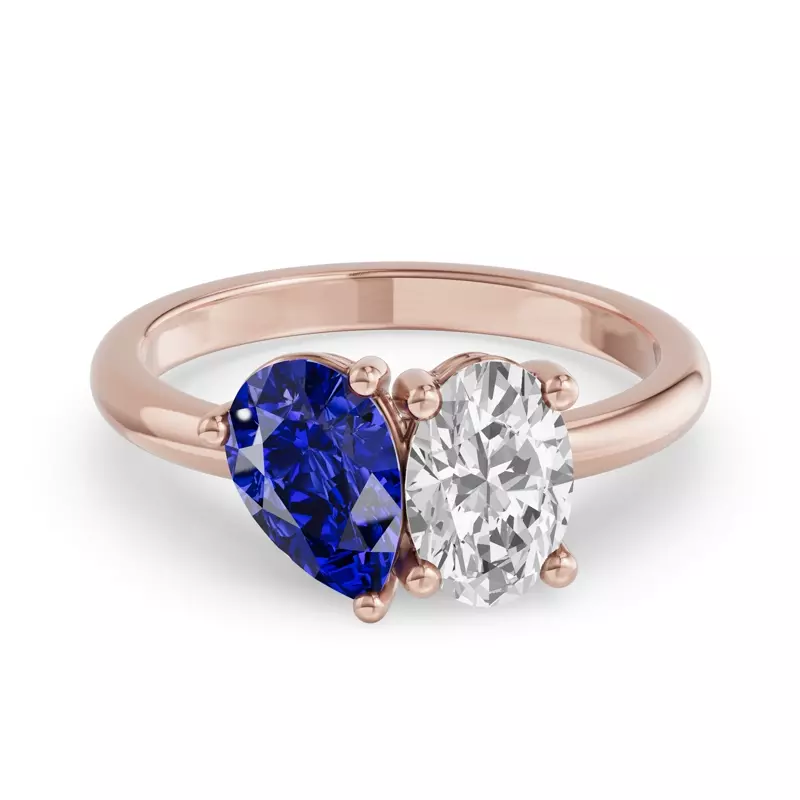 Toi Et Moi Oval Lab Diamond & Pear Sapphire Ring (2.00ct tw)