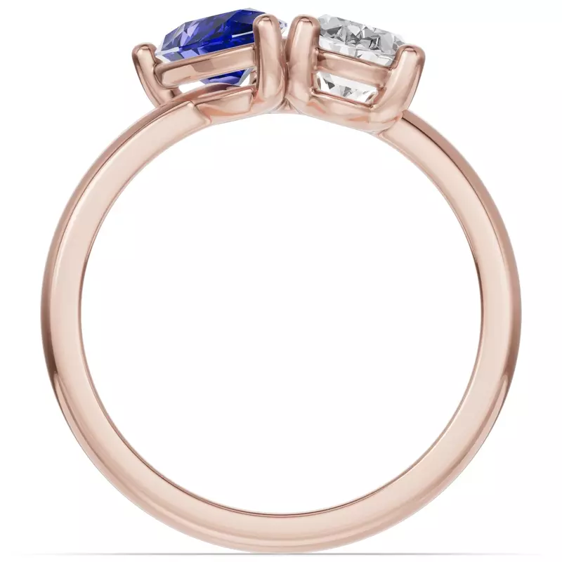 18K Rose Gold Toi Et Moi Oval Lab Diamond & Pear Sapphire Ring (2.00ct tw)