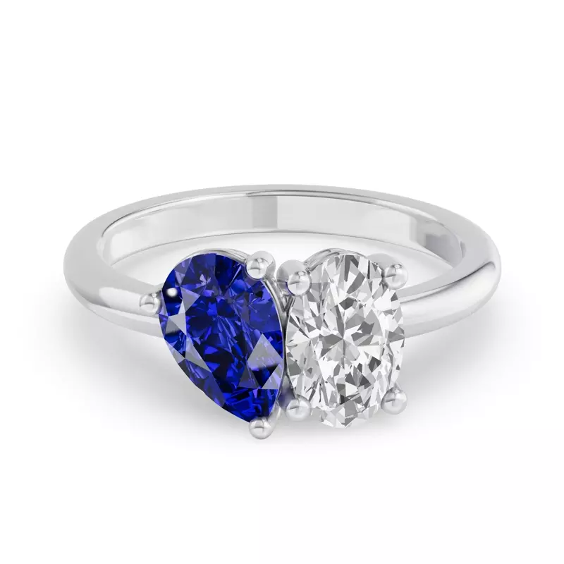 Toi Et Moi Oval Lab Diamond & Pear Sapphire Ring (2.00ct tw)