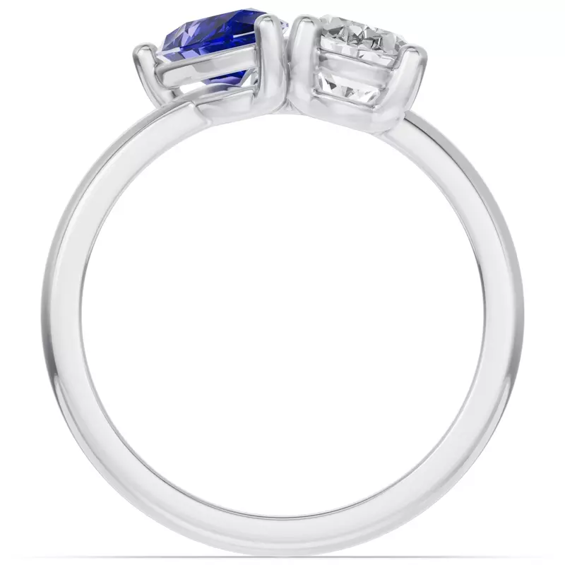 Platinum Toi Et Moi Oval Lab Diamond & Pear Sapphire Ring (2.00ct tw)