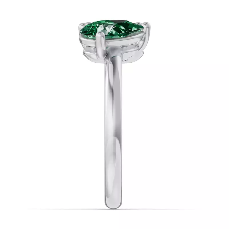 Platinum Toi Et Moi Oval Lab Diamond & Pear Emerald Ring (2.00ct tw)